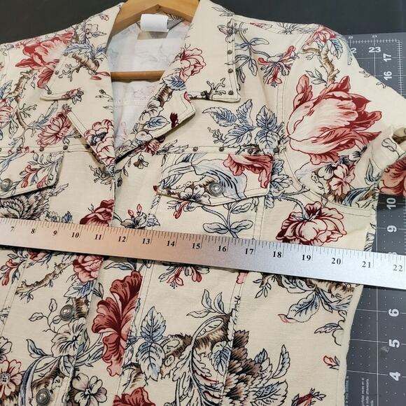 Vintage Stonebridge Blazer Womens Large Cottagecore 90s Floral Linen Preppy Boho - Picture 9 of 12